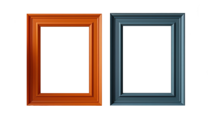 Colorful frames and vases on transparent background