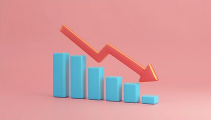 A colorful chart visualizing a downward trend in data, illustrating decline and loss in a modern design.