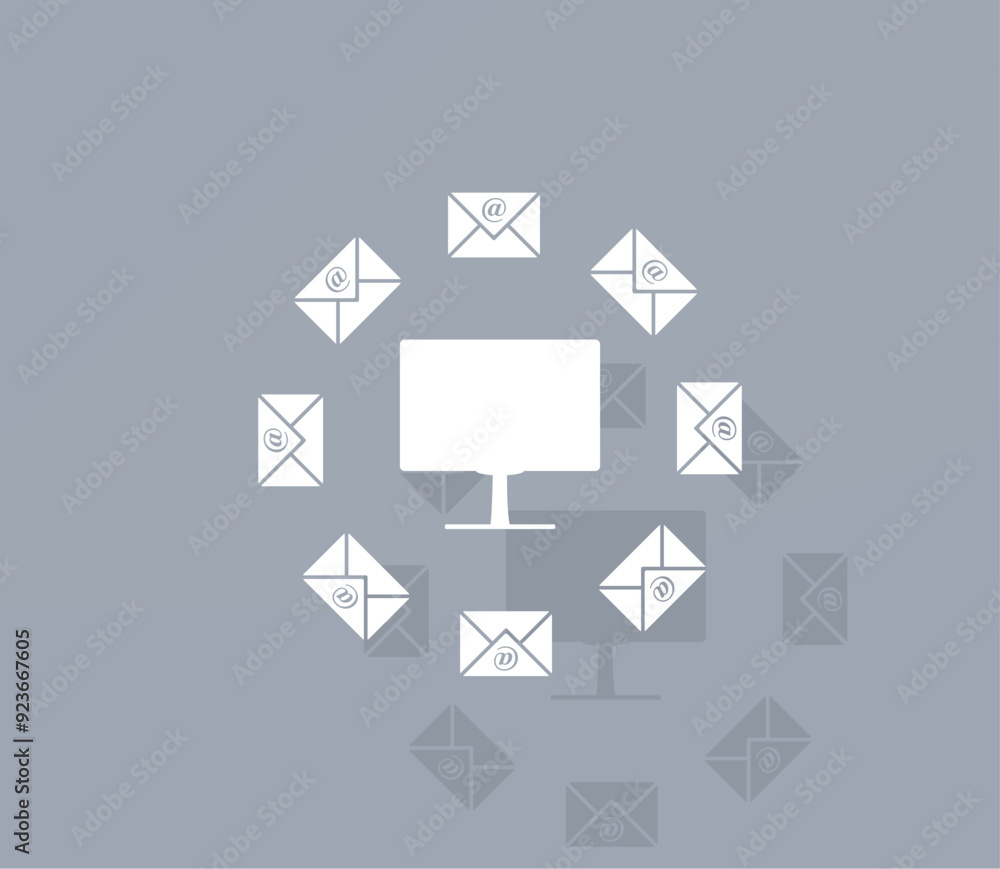 Poster vector icon of white color with shadow on gray background