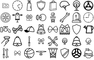 Mega Set Of Vector Various Icons Silhouette Vector Logo Design Containing Drop,Beauty,Halloween,Water,Droplet Stroke Icon Collection. Vector Illustration