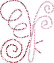 Embroidery butterfly vector background illustration. Beautiful textured butterfly. Stitching lines surface texture.