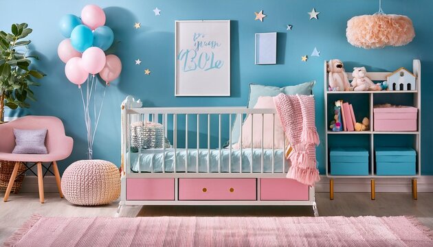 pink and blue nursery room gender revel room