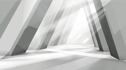 Obraz premium The Captivating Grey White Perspective Geometric Lighting Background: A Visual Delight of Symmetry and Illumination.