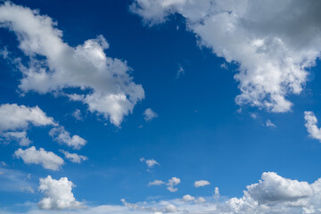 clouds and blue sunny sky,  white clouds over blue sky, Aerial view,  nature blue sky white cleat weather.
