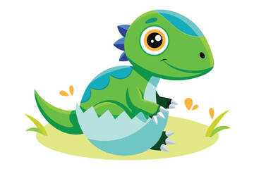 Baby dinosaur hatching from egg B.eps