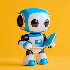 Naklejka premium robot with laptop