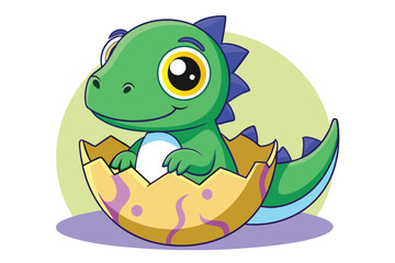 Baby dinosaur hatching from egg M.eps