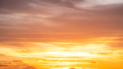 Beautiful , luxury soft gradient orange gold clouds and sunlight on the blue sky perfect for the background, take in everning,Twilight, Large size, high definition landscape photo