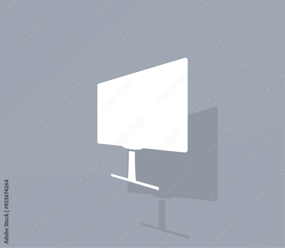 Poster vector icon of white color with shadow on gray background