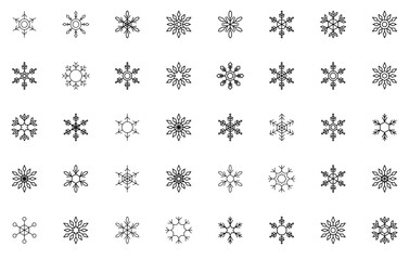 Set Of Linear Snow Flake Line Icons Web Header Banner Design Containing Snow,Winter,Ice,Snow-Flake,Frozen Solid Icon Collection. Vector Illustration