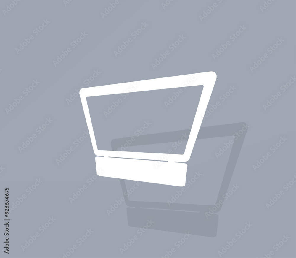 Poster vector icon of white color with shadow on gray background