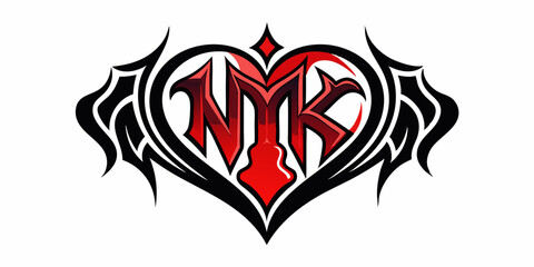 Heart tattoo Neo tribal set, gothic rock flame shape kit, vector u2k abstract love logo concept. Valentine punk retro sticker collection, neotribal web goth decoration. Stylised heart tattoo prints