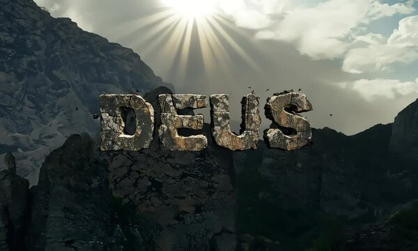 Texto em 3D: Deus nas Montanhas