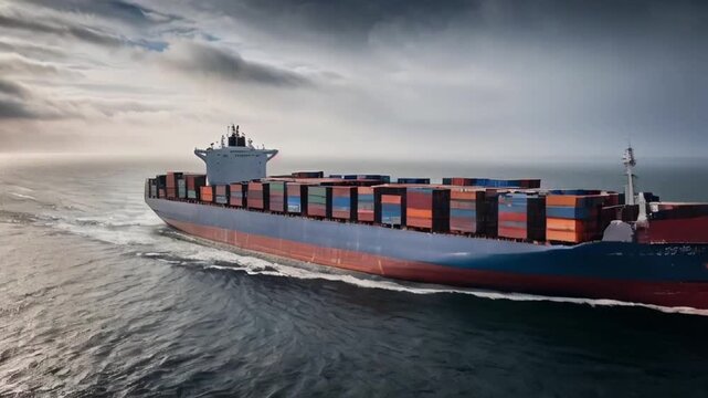 Cargo container Ship, cargo vessel ship carrying container and running for import export concept technology freight shipping sea freight by Express Ship.
