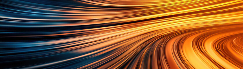 Abstract light painting with vivid swirling colors in orange and blue tones, creating a dynamic and mesmerizing visual effect.