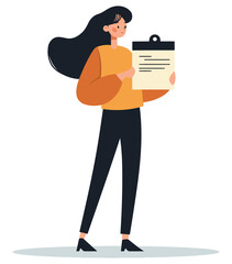 Woman Holding Note, Informative and Stylish Design - Flat Vector Illustration