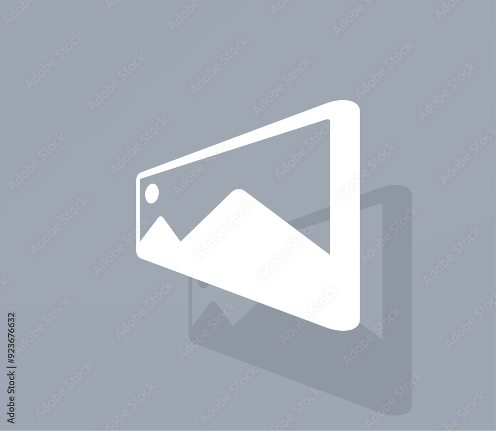 Poster vector icon of white color with shadow on gray background