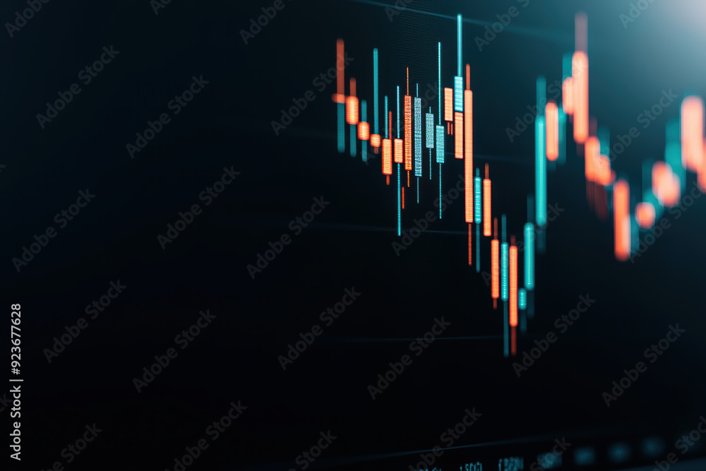 Poster abstract financial data visualization showing a graph of price fluctuations in the stock market on a