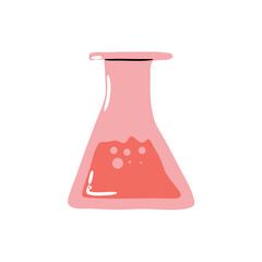 A test tube with liquid. Chemical reaction. Laboratory test tubes. Vector illustration