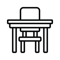 School table and chair icon design in modern style