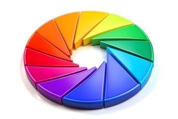 Obraz premium Top view of statistics presentation with pie chart abstract colorful rainbow from segments