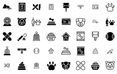 A Collection Of Pet Care Vector Symbols Apps, Websites Ui Designs Suitable For Animal,Pet-Care,Pet,Vet,Dog-Lover Business Infographic Elements Logo Vector Illustration
