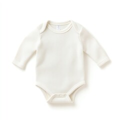 Obraz premium Plain white baby onesie with long sleeves, ideal for newborns and infants. Perfect for everyday wear, soft and comfortable.
