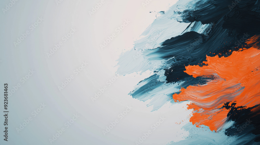 Aufkleber abstract vibrant paint strokes in shades of blue and orange creating a dynamic and colorful artistic