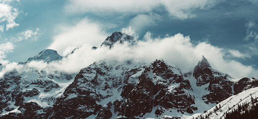 Mountain peaks near Morskie Oko or Sea Eye Lake in Poland at Winter. Tatras range © Roxana