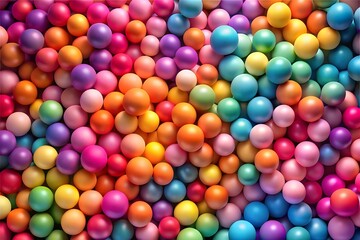 Obraz premium Many colorful big and small random spheres huge pile of colorful matte soft balls in different size