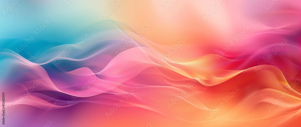 Poster colorful background with soft waves of color, creating an abstract and dreamy wallpaper design.