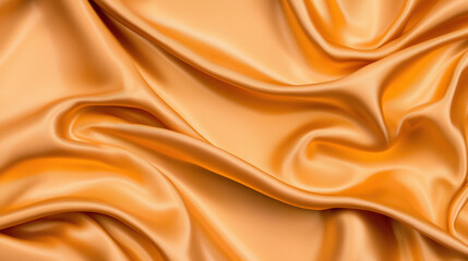 Obraz premium Luxurious golden satin fabric with a smooth, flowing texture. Ideal for backgrounds, fashion designs, and elegant textile projects.