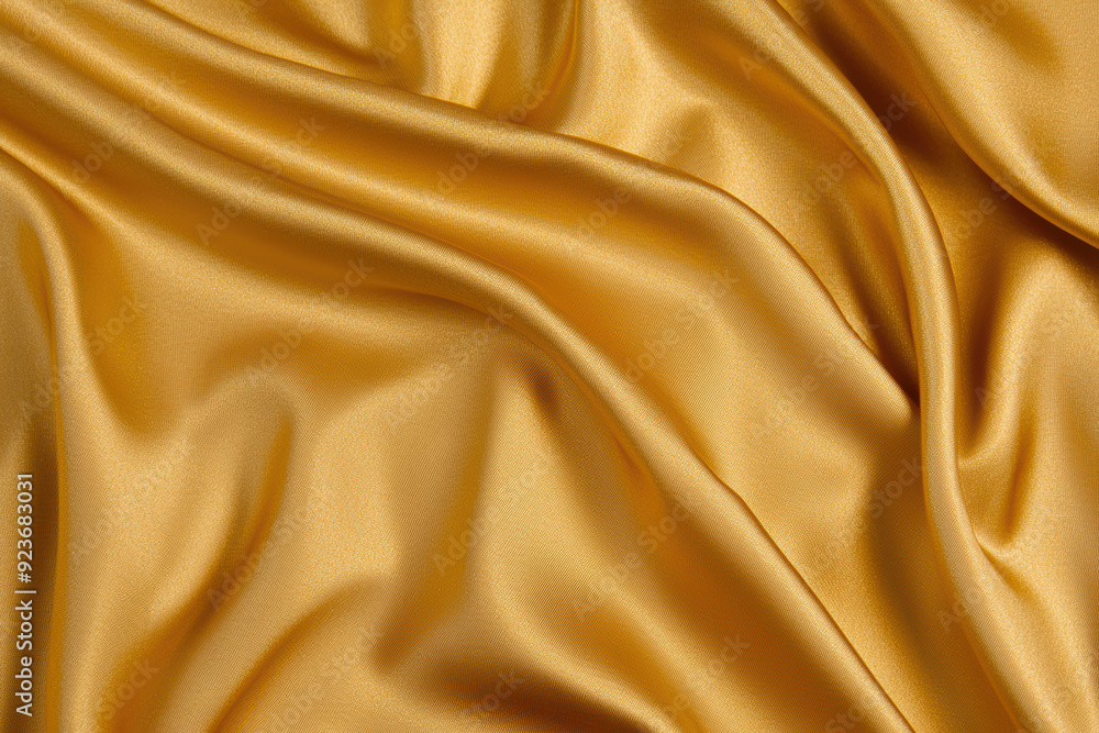 Aufkleber smooth golden satin fabric with elegant folds, creating a luxurious and rich texture perfect for bac