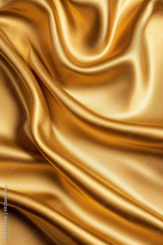 Poster luxurious golden silk fabric background with smooth, elegant folds creating a sense of opulence and 