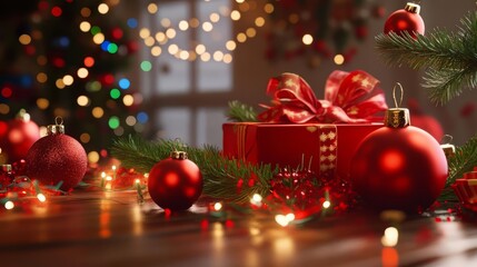 Vibrant Christmas ornaments with intricate designs, surrounded by festive bokeh lights. Capturing the essence of holiday celebration. Christmas and new year vibe.