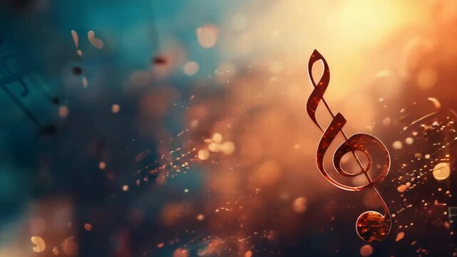 Colorful Musical Notes Abstract Background with Copyspace.