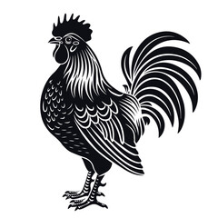 Black Rooster silhouette vector illustration