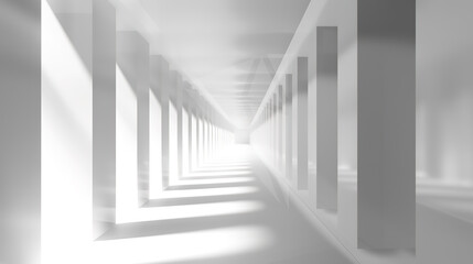 Obraz premium The Captivating Grey White Perspective Geometric Lighting Background: A Visual Delight of Symmetry and Illumination.