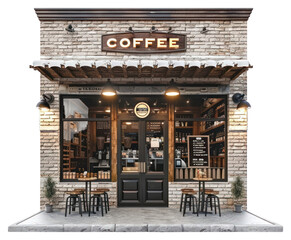 PNG Charming rustic coffee shop exterior