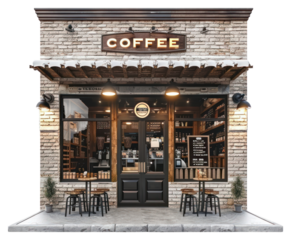PNG Charming rustic coffee shop exterior
