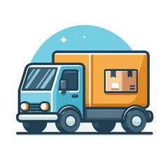 flat vector logo of a truck, truck logo, delivery truck logo.