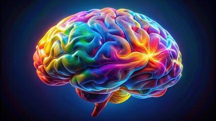 rendered of a multicolored human brain scan, brain, scan, human,rendered,multicolored, colorful, anatomy, medical