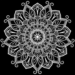 Vector mandala floral pattern ,white round ornament