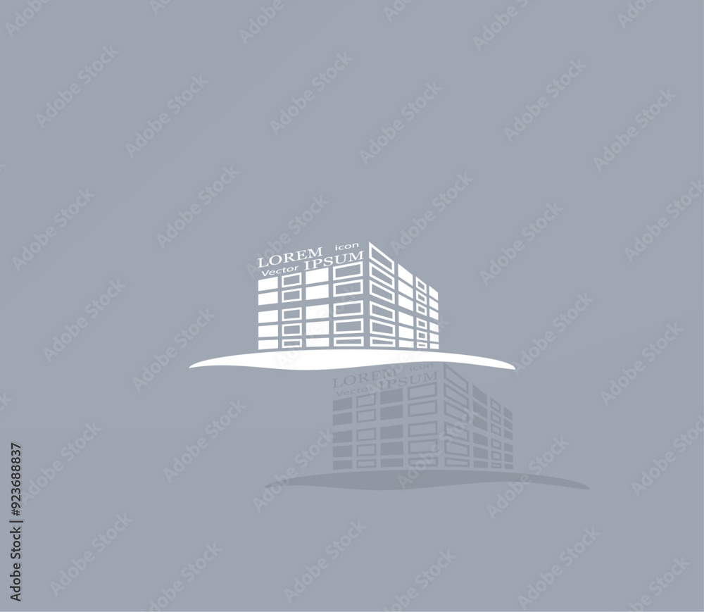 Poster vector icon of white color with shadow on gray background