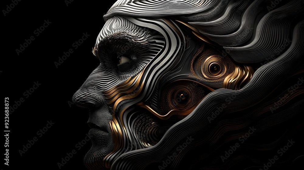 Poster captivating surreal abstract digital art with intricate twisted organic patterns and fractal
