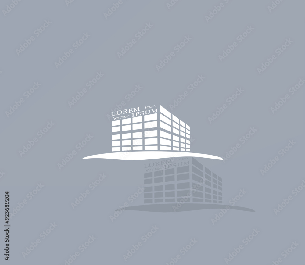 Poster vector icon of white color with shadow on gray background