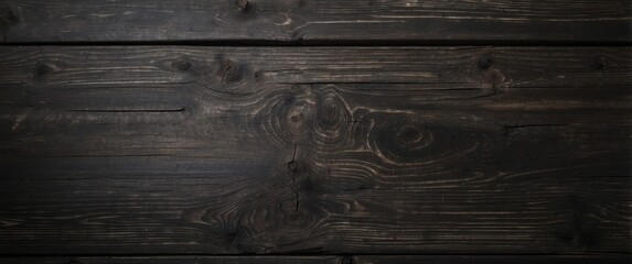 Dark Wooden Plank Texture with Knots and Grain