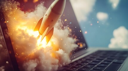 Powerful Rocket Launching into Futuristic Space Adventure