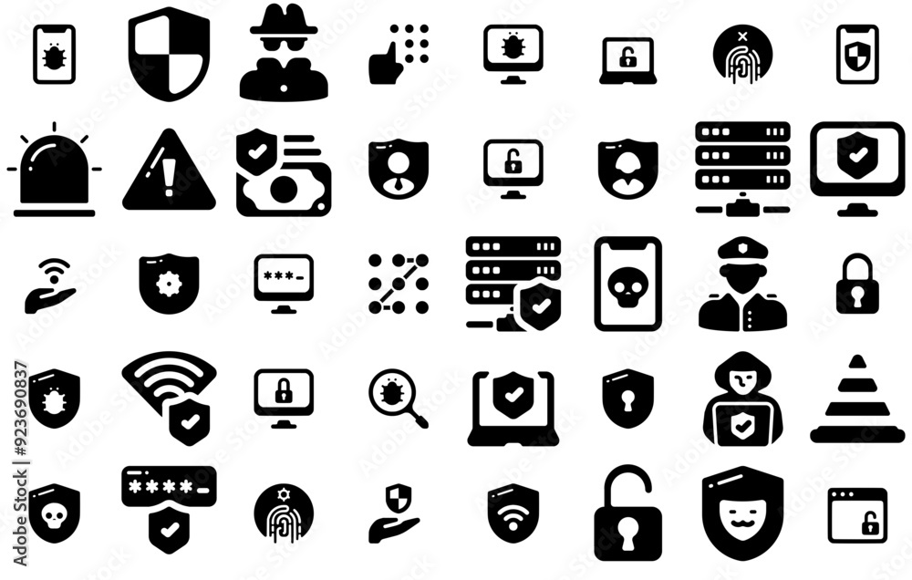 Poster set of internet security roundies icons web header banner design containing confirm,shield,protectio