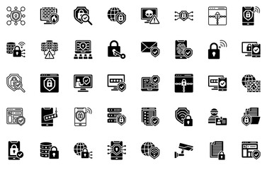 A Collection Of Internet Security Vector Symbols Apps, Websites Ui Designs Suitable For Padlock,Cybersecurity,Security,Secure,Protection Business Infographic Elements Logo Vector Illustration